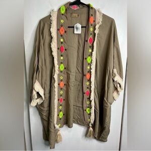 Skemo Fringe Boho Kimono NWT